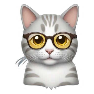 cat with glasses typing on a keyboard sticker