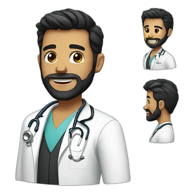 doctor brown beard smiles short black hair on the head sticker