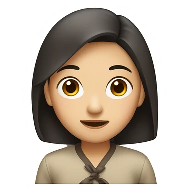 asian girl with dark brown hai sticker