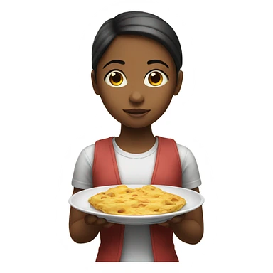 girl asking for food with a plate sticker