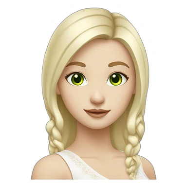 Beautiful blonde ukrainian girl green eyed with white skin middle hair wearing middle dress sticker