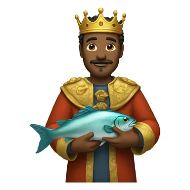 king with fish in hands sticker