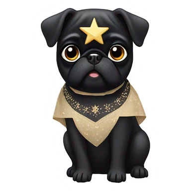 Black pug in a Jewish star dress sticker