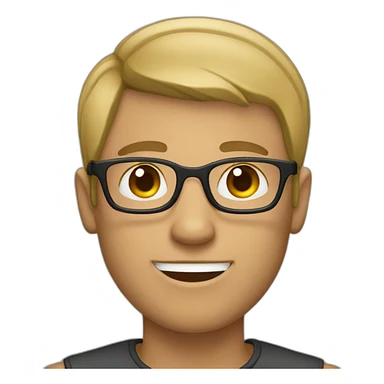 Dark blond guy with a buzz haircut and glasses sticker