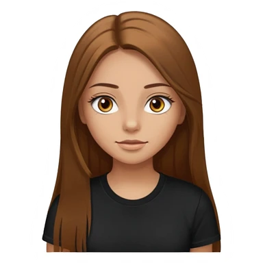 Burnett girl with long brown straight hair. Hazel eyes with long eyelashes. Wearing a black t shirt. sticker