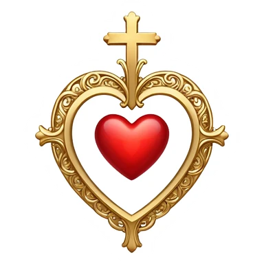 Red heart with gold cross sticker