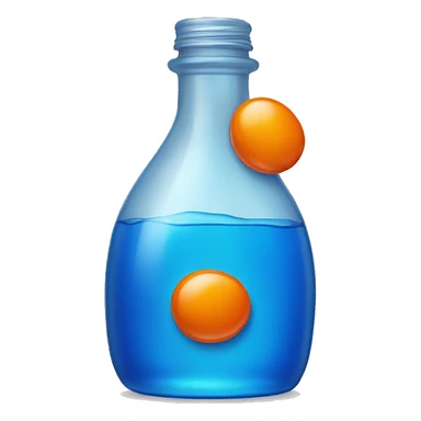 Blue bottle with orange liquid sticker