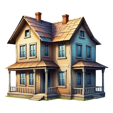 a house transforming into a derelict house, gradient effect sticker
