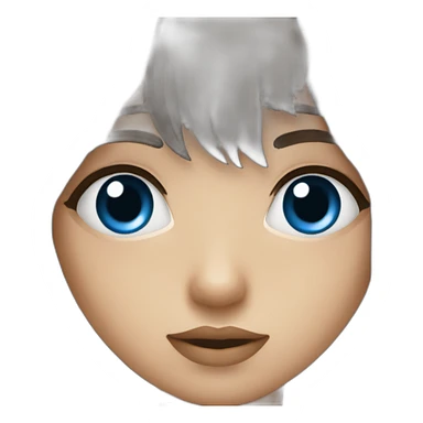 Fille aux yeux bleu brune avec une frange sticker