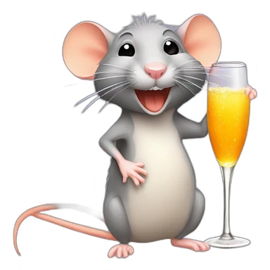 drunk rat with orange label champagne sticker