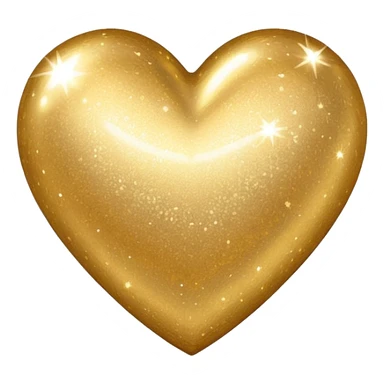 Change the glittery silver color heart with a subtle gradient and no border to a glittery gold color heart with a subtle gradient and no border. Keep the background transparent. Maintain the style and subtle gradient effect of the original heart. sticker