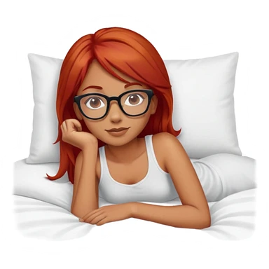 Girl with red hair and glasses laying on a bed sticker