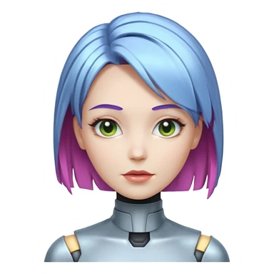 female different hair color metalic robot sticker