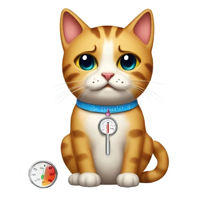 painted cat with sad face and a thermometer in its mouth sticker