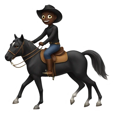 Black cat riding a horse  sticker