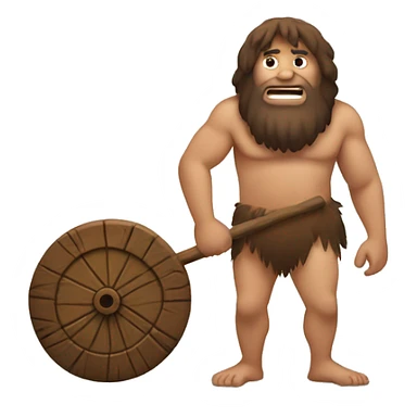 caveman with wooden wheels sticker
