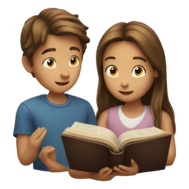 Boy and girl reading the Bible  sticker
