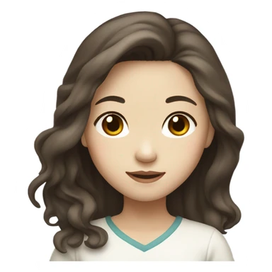 a girl with WHİTE skin long wavy brown hair chinese girl sticker