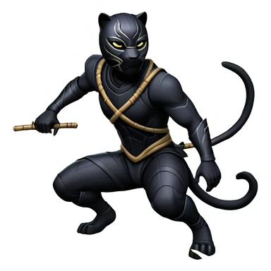 An icon representing an adventure game, inspired by stealth-action gameplay. The design features a shadowy ninja crouched on the back of a sleek black panther, moving silently through a moonlit bamboo forest. The atmosphere conveys secrecy, precision, and deadly agility. Transparent background. sticker