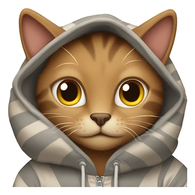 brown cat with grey stripes in hoodie sticker
