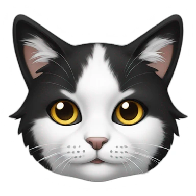 fluffy black and white female cat sticker