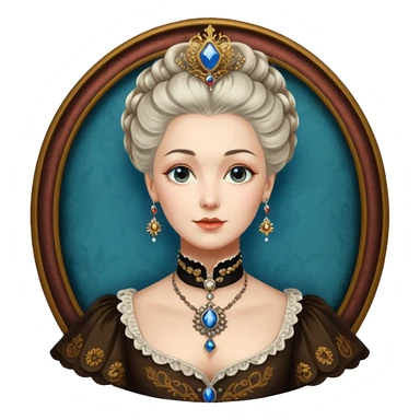 realistic cinematic Russian Empress Catherine the Great depicted with steam punk Victorian-style body tattoos sticker