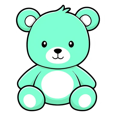 Mint green teddy bear, realistic  sticker