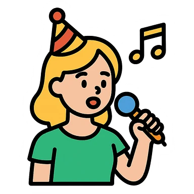 lady singing a birthday song sticker