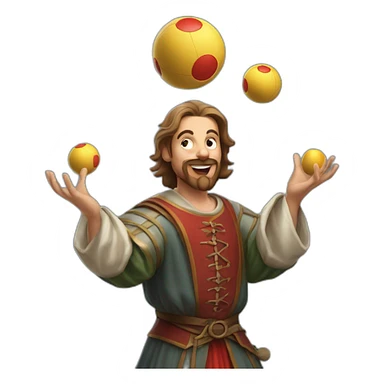 medieval juggler juggling 4 balls over them sticker
