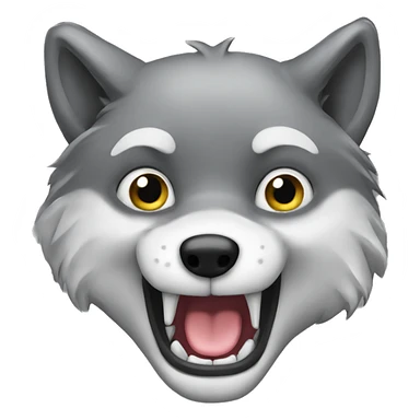 Face of Grey Wolf say hi with hand sticker