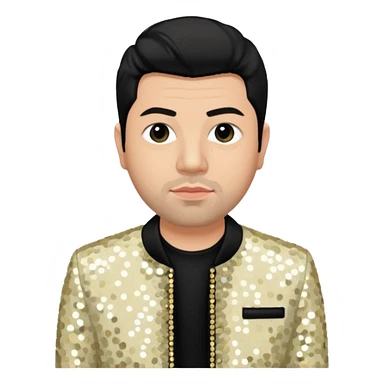 Chino Moreno with ivory sequin jacket, black shirt sticker