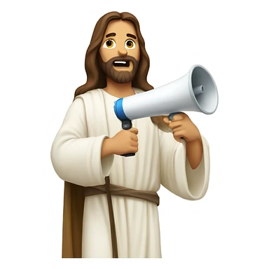 Jesus with a megaphone sticker
