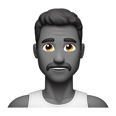 A black and white emoji of a muscular man, no colour, and he is looking to the top left with a strong jawline sticker