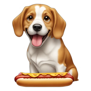 Dog eating hotdog sticker