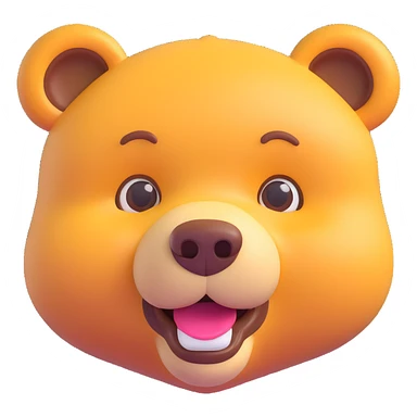 bear head, 3D emoji style, soft shading, lively and expressive, suitable for app icon sticker
