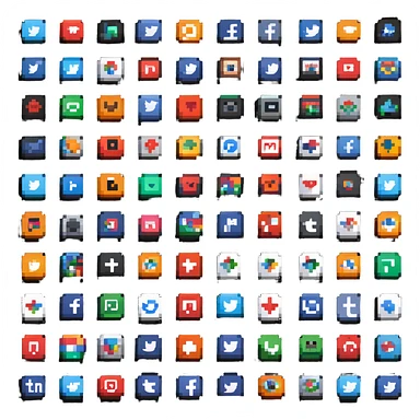 8-bit social media app icons collection sticker