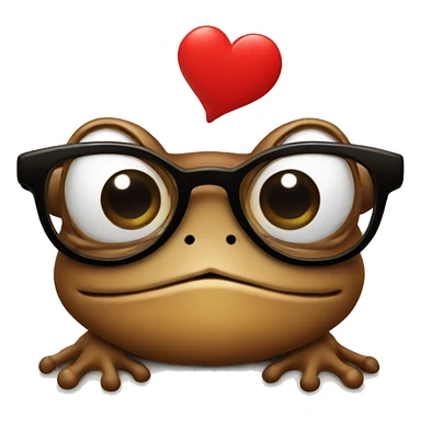 Brown frog in glasses with red hearts  sticker