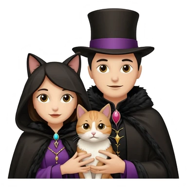 magician couple and their pet cat sticker