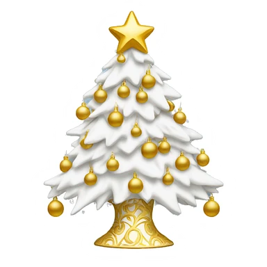 White Christmas tree with golden ornaments  sticker