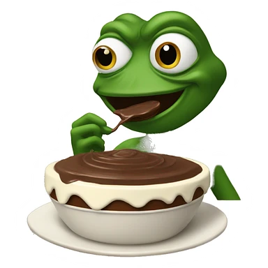 pepe eating chocolate pudding sticker