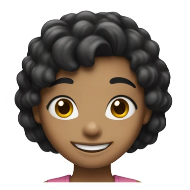 happy girl with black hair sticker