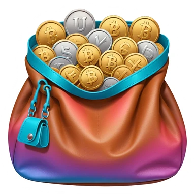 coins inside brown leather bag

Change coins color in in gradient of turquoise, blue, pink, purple, and coral sticker