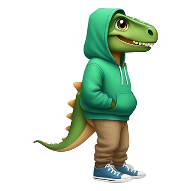 Dinosaur wearing shoes with a hoodie and pants sticker