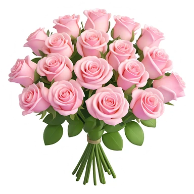 bouquet of roses in soft pink and white tones, high gloss, soft shadows, realistic and vibrant, minimalistic background sticker