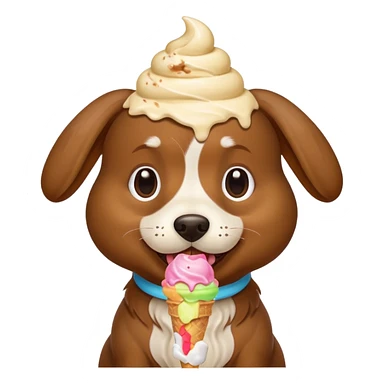 Dog with ice cream in its head sticker
