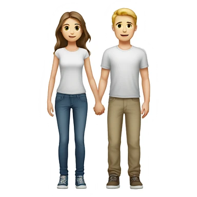 A tall 1m90 boy holding hands with a beautiful 1m57 girl, white skin. sticker
