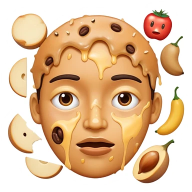 face with food all over it sticker