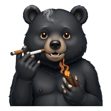 A highly detailed photo of a cartoon black bear smoking a blunt do not have any other cigs or anything, just the blunt between his fingers sticker