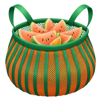 net bag,  mesh storage bag, tote bag, stored with melon it has two knited handles as bag itself sticker