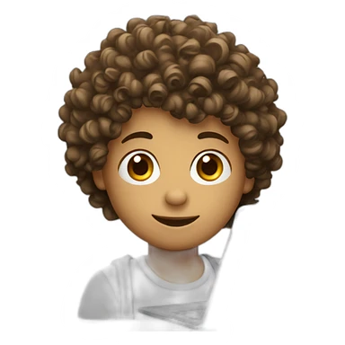 curly boy with a laptop sticker